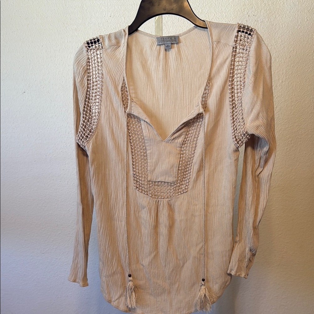Joseph Cream Bib Collar Cut Out Boho Blouse‎